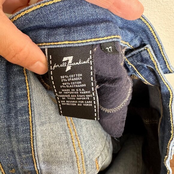 7 For All Mankind Raw Hem Ankle Skinny Jeans Size 27 Medium Wash Mid Rise - Picture 9 of 11